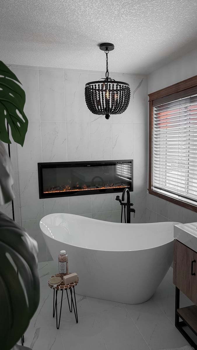 Fireside Soaker Tub — Bathroom Remodel by Inside The House Calgary
